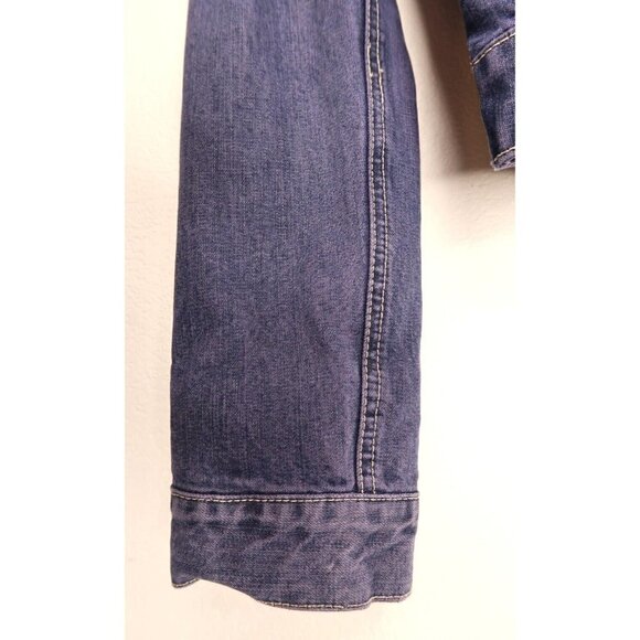 GAP Blue Denim Trucker Jean Jacket Dark Wash Cotton Women's Size XS Extra Small - Picture 5 of 13